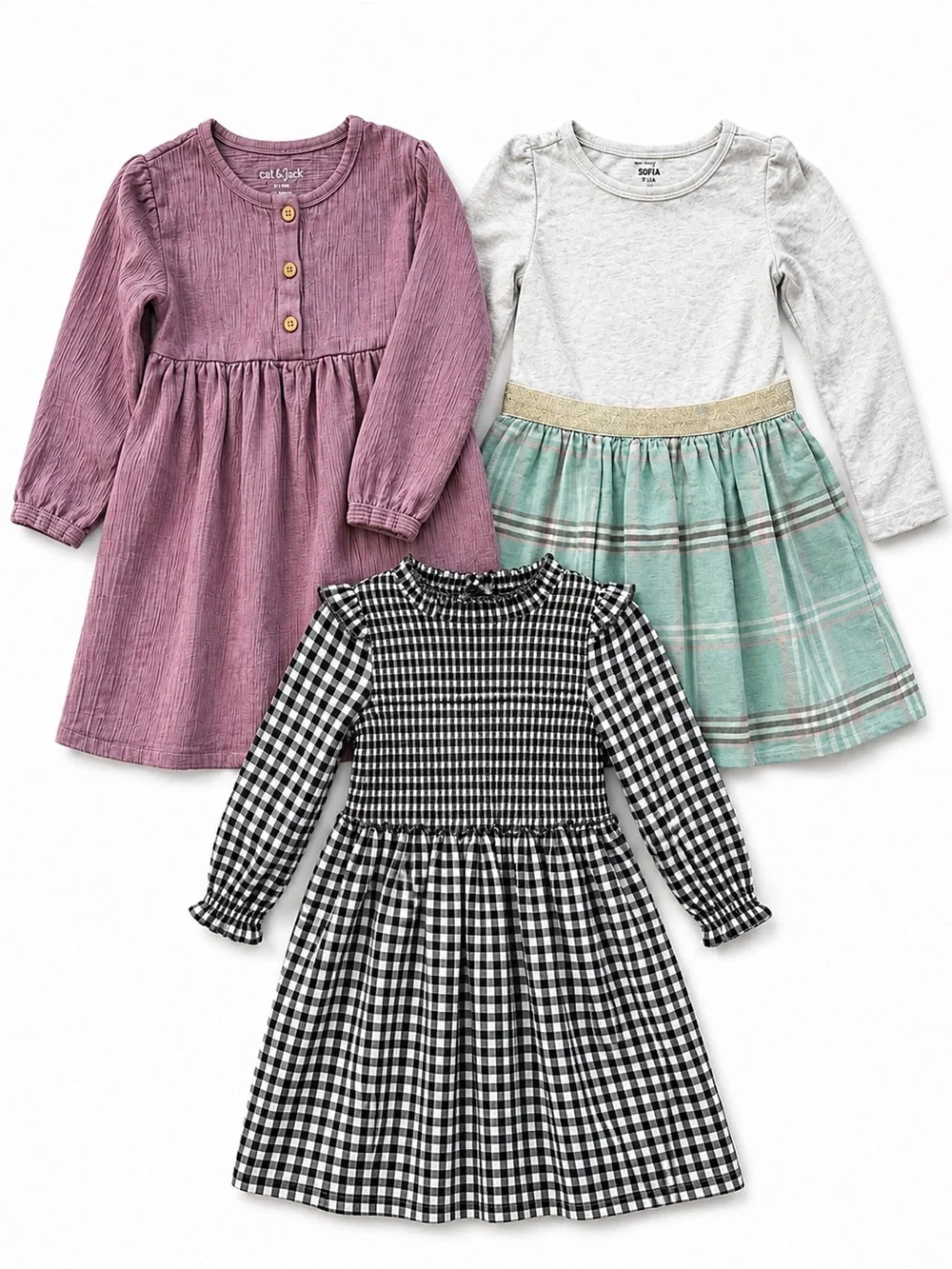 Toddler Girls 3T Dress Bundle Girls Fall long sleeve dress bundle plaid, holiday